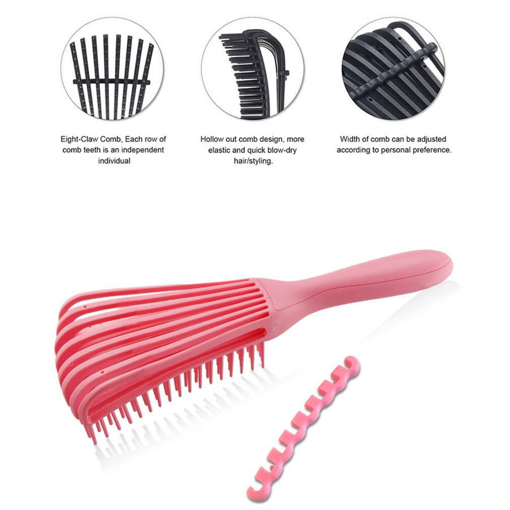 Peine para masaje del cuero cabelludo cepillo para el cabello para mujeres desenredar cepillo para el pelo Anti-lazo nudo cepillo de pelo tipo pulpo peine: pink
