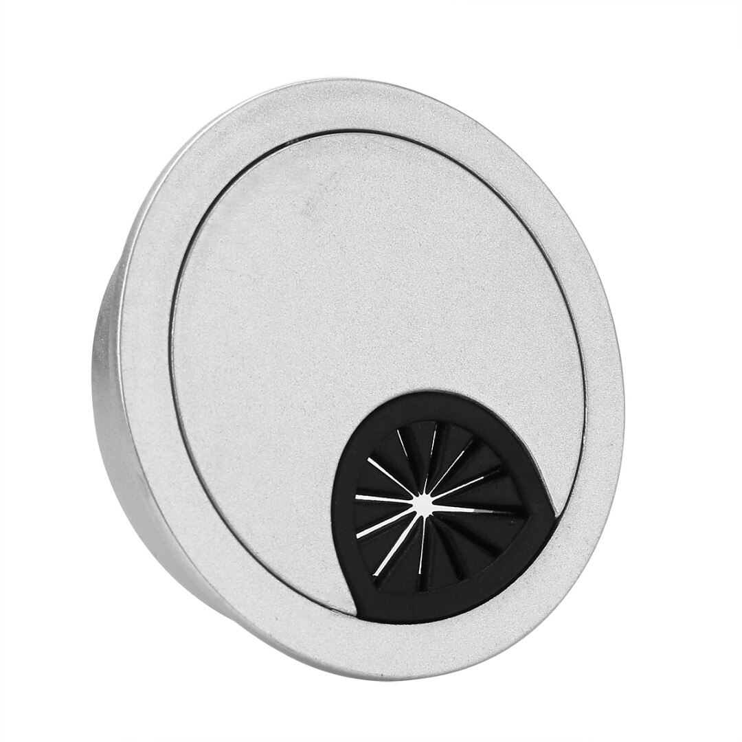 1pc 80mm Round Computer PC Table Cable Wire Outlet Silver Desk Grommet Cable Hole Cover Line Holder Surface Wire Hole Cover