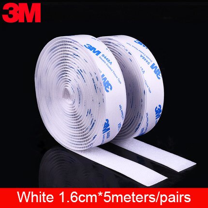 5 M/pairs 16/20/25/30/38/50Mm Klittenbandsluitingen Lijm 3M Lijm Sterke zelfklevende Sluiting Tape Nylon Haken En Lussen Sticker Magic Diy: 16mm White 500cm