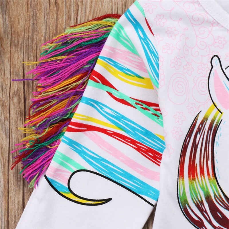 Summer Baby Boys Girls T-shirt Cotton Cartoon Unicorn Printed Tops Long Sleeve Kids T-shirt Tops Blouse Clothes