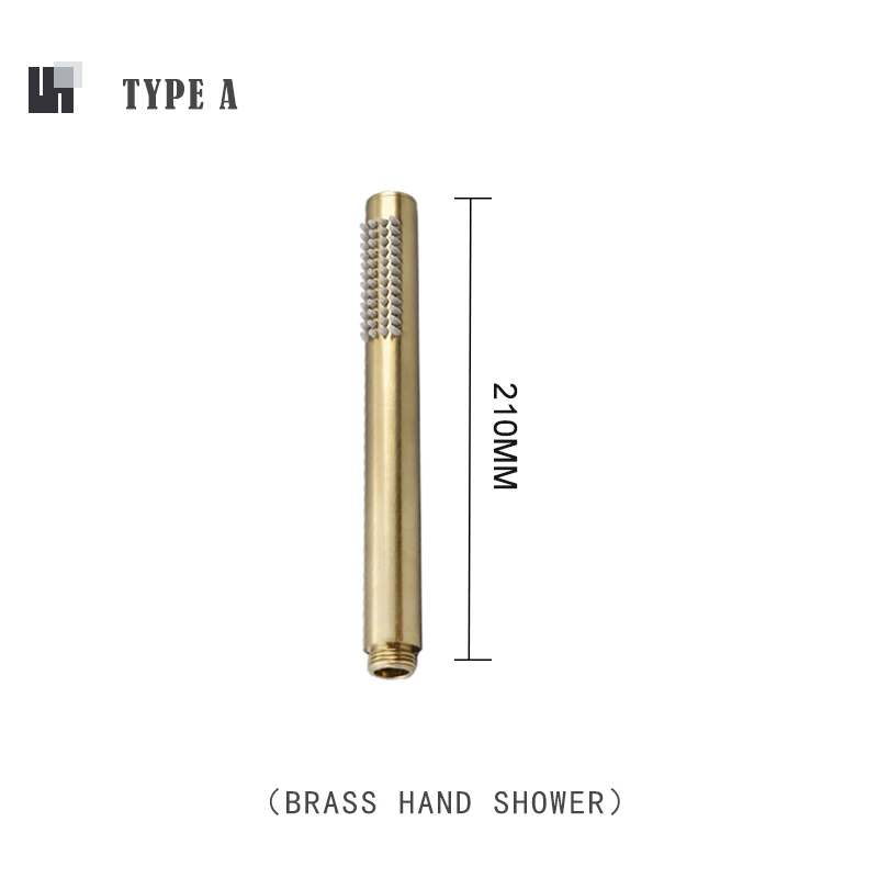 Brushed Gold Hand Shower Bathroom Handhold Water Saving Shower Head Round Square Wall Mount Holder Shower Hose Bath Hand Sprayer: Type A Shower Only