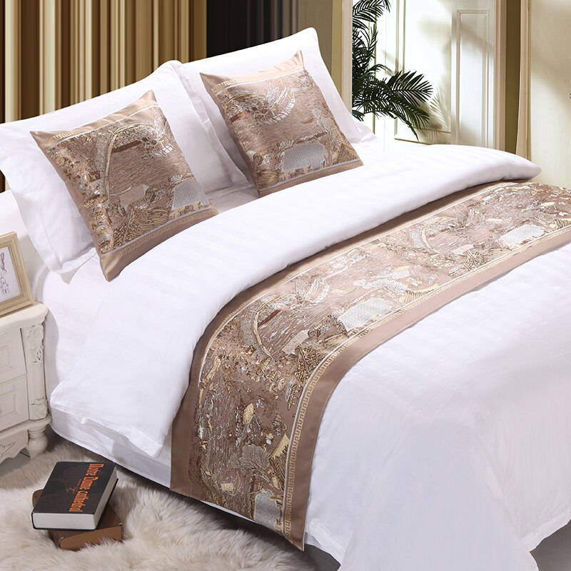 Cilected luksus dobbelt lag sengeteppe sengeløper kaste sengetøy beskytter enkelt queen king bed hale håndkle hjem hotell dekorasjon: Farge 4 / 1pc putetrekk