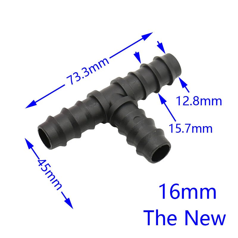 Divisor de agua en T para riego de jardín, Conector de 3 vías con púas, adaptador de agua de 3 anillos, 1/2 ", 16mm, 6 uds.: Default Title