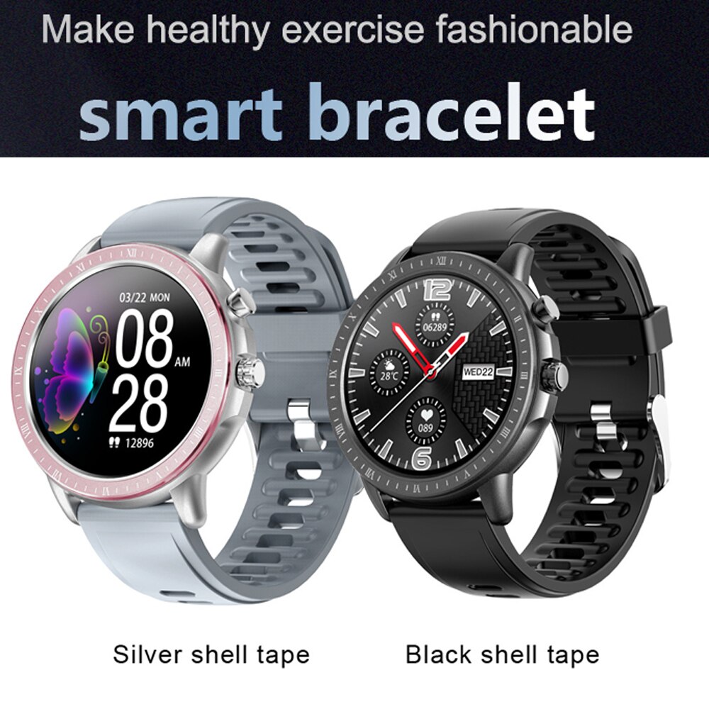 S02 Vrouwen Slimme Horloge 1.3 Inch Full Screen Touch Fitness Tracker Weerberichten Waterdichte Smart Polsband Voor Ios Android