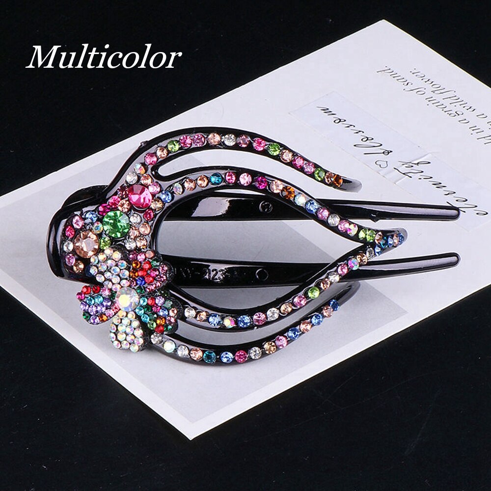 Épingle à cheveux en cristal pour femmes, pince à cheveux en forme de bec de canard avec strass, bijoux de coiffure pour filles, outils de coiffure,: Multicolor2