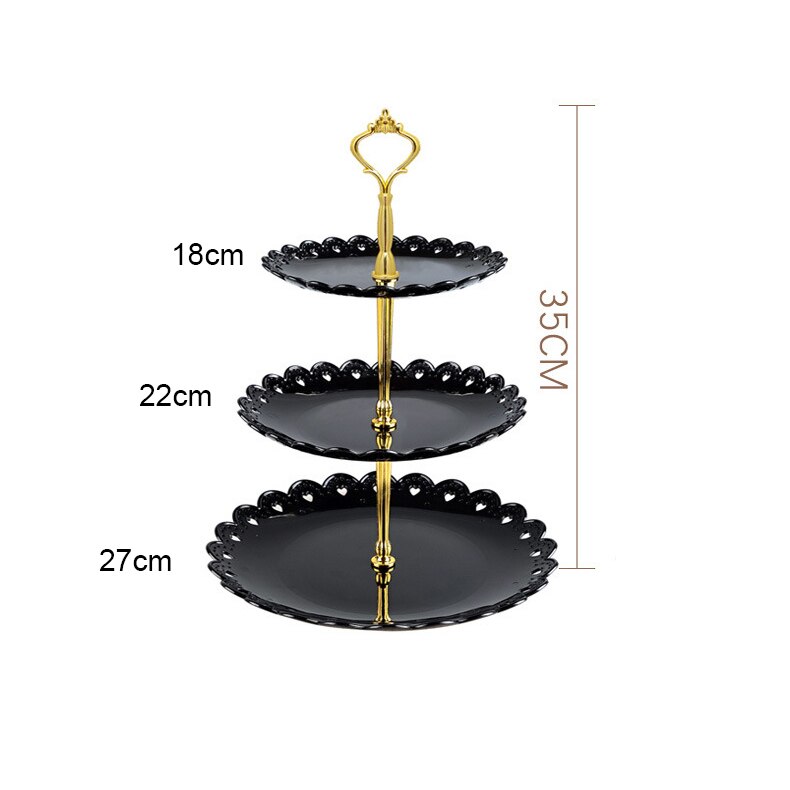Cake Display Stand for Party Events 3 tier Fruit Food Macaron Cupcake Dessert Stand Decoration Afternoon Tea Birthday Wedding: black
