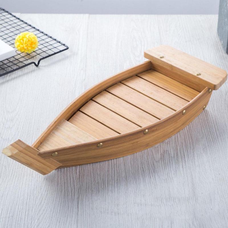 Botes de Sushi de cocina japonesa, utensilios de cocina, decoración surtida sencilla Sashimi, modelo de barco de madera hecho a mano, bandeja de almacenamiento de alimentos, estuche