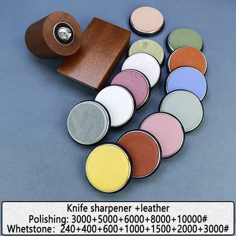 Diamant Slijpsteen Magnetische Rolling Messenslijper Houten Keuken Slijpsysteem 15-20 Graden Hoek Roller Accessoire