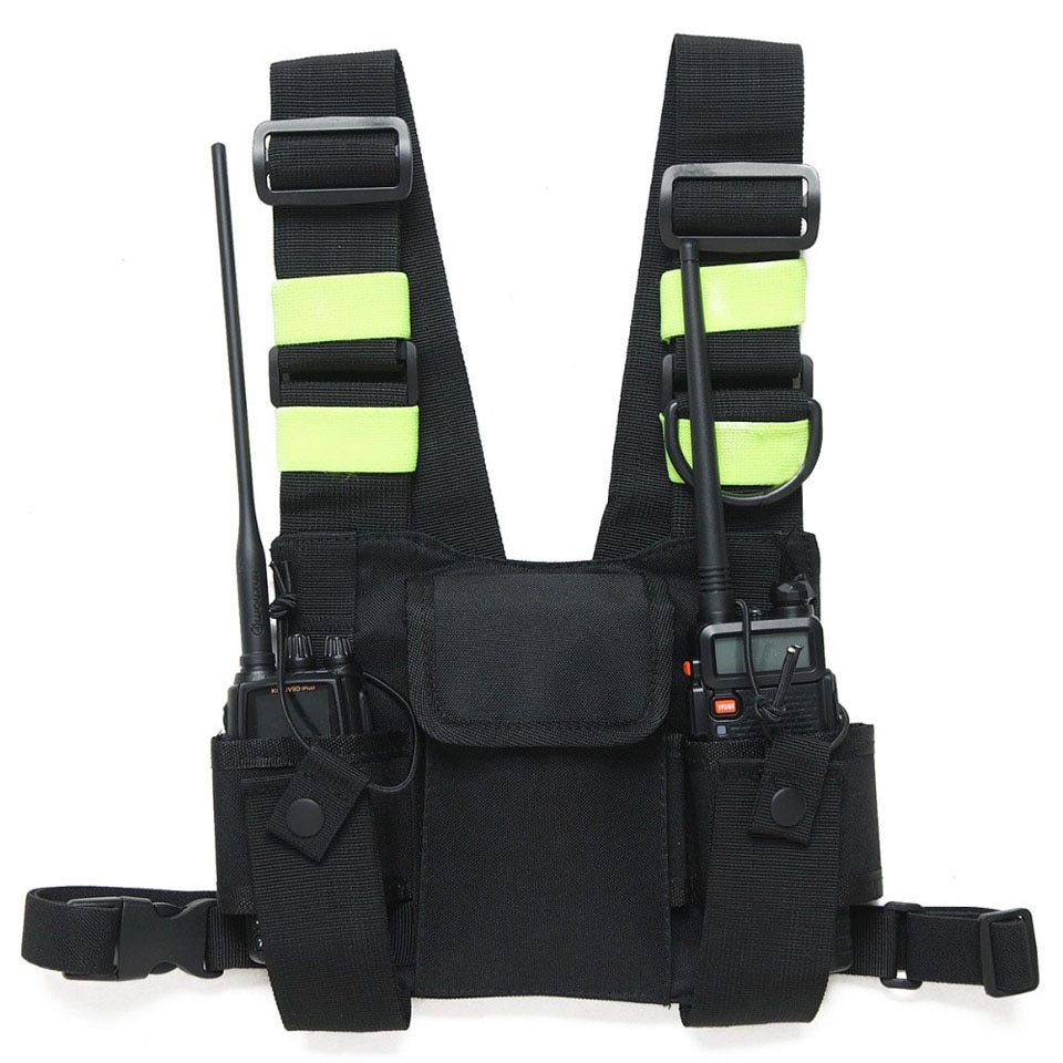 Reflecterende Draagtas Voor Walkie Talkie Nylon Harnas Twee Manier Radio Pouch Borst Bag Pack Forbaofeng Formotorola