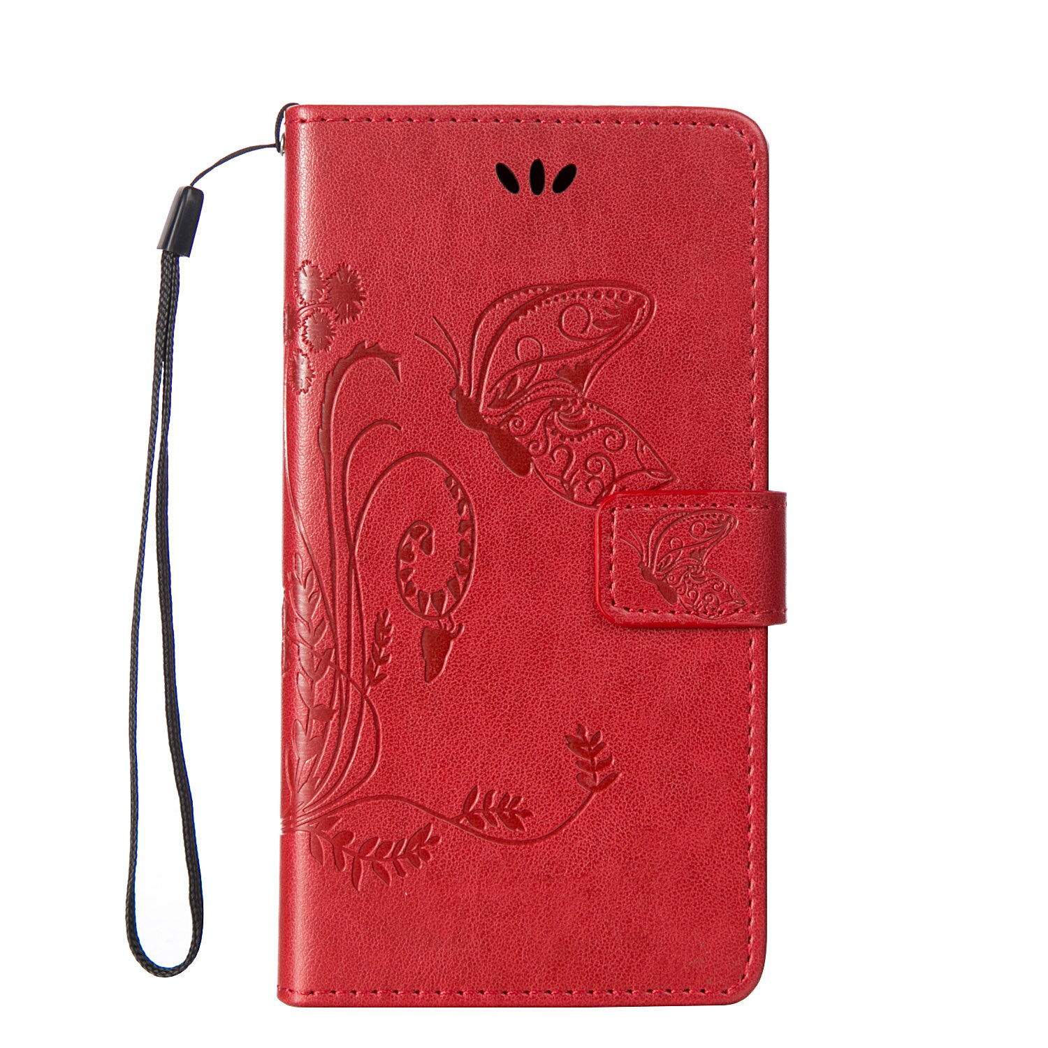 Coque for Huawei Y600 Y600-U20 Y600-U351 Case Phone Leather Cover for Huawei Y 600 Y600-U151 Retro Butterfly Wallet Flip Case: Red