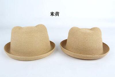 Stro Hoeden Kids Karakter Oor Decoratie Zomer Cap Baby Zonnehoed Voor Meisje Jongens Emmer Cap Voor Kinderen Hoed Strand panama Caps: 9