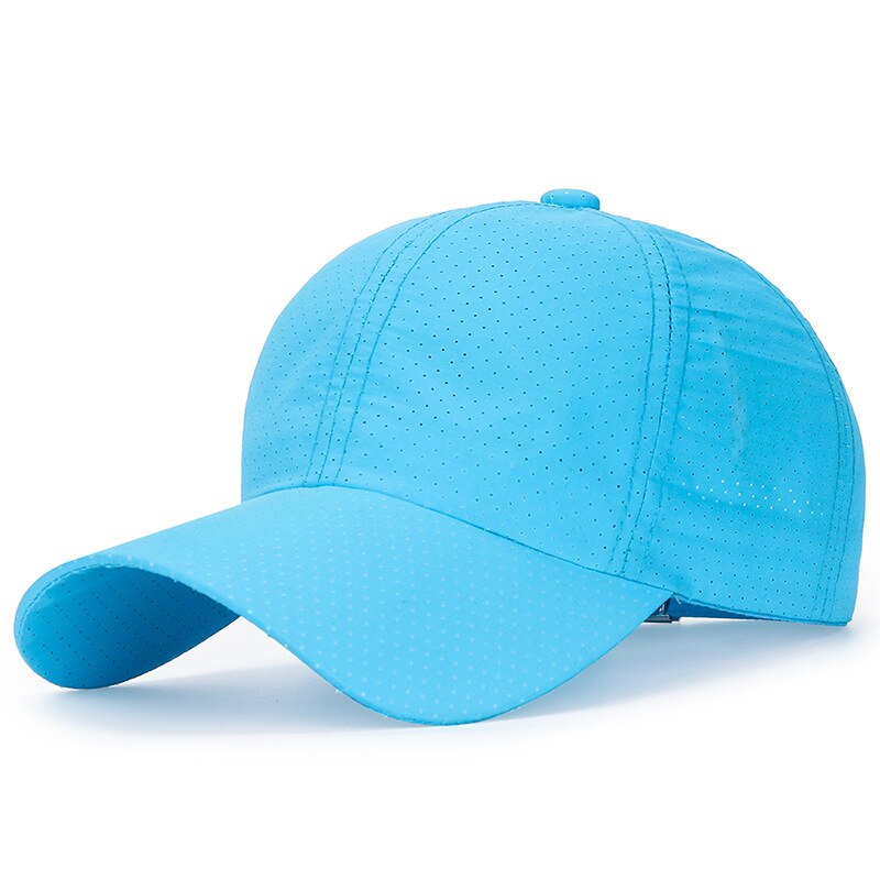 Cokk sommer baseball kasket hurtigtørrende sommerhatte til kvinder mænd unisex solskærm udendørs sport kasket åndbar snapback solhat: Lyseblå