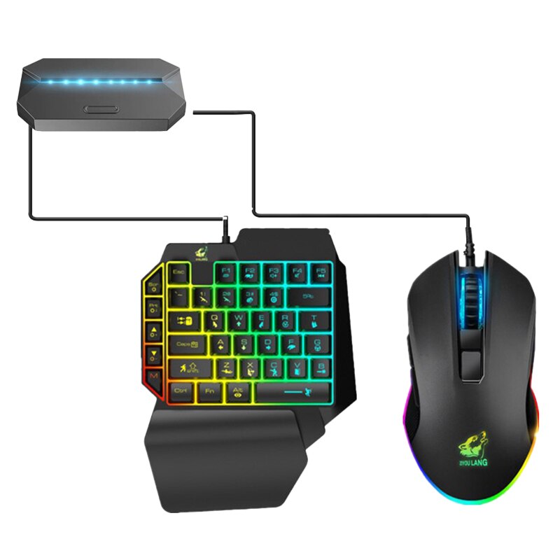 -ZIYOU LANG G6 Kit de convertisseur avec clavier de jeu rvb et convertisseur de souris, adapté pour téléphone Android Ios vers PC