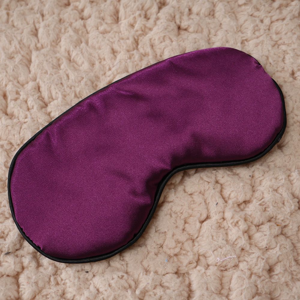 Pure Silk Sleep Rest Eye Mask Padded Shade Cover Travel Relax Aid Blindfolds: Purple