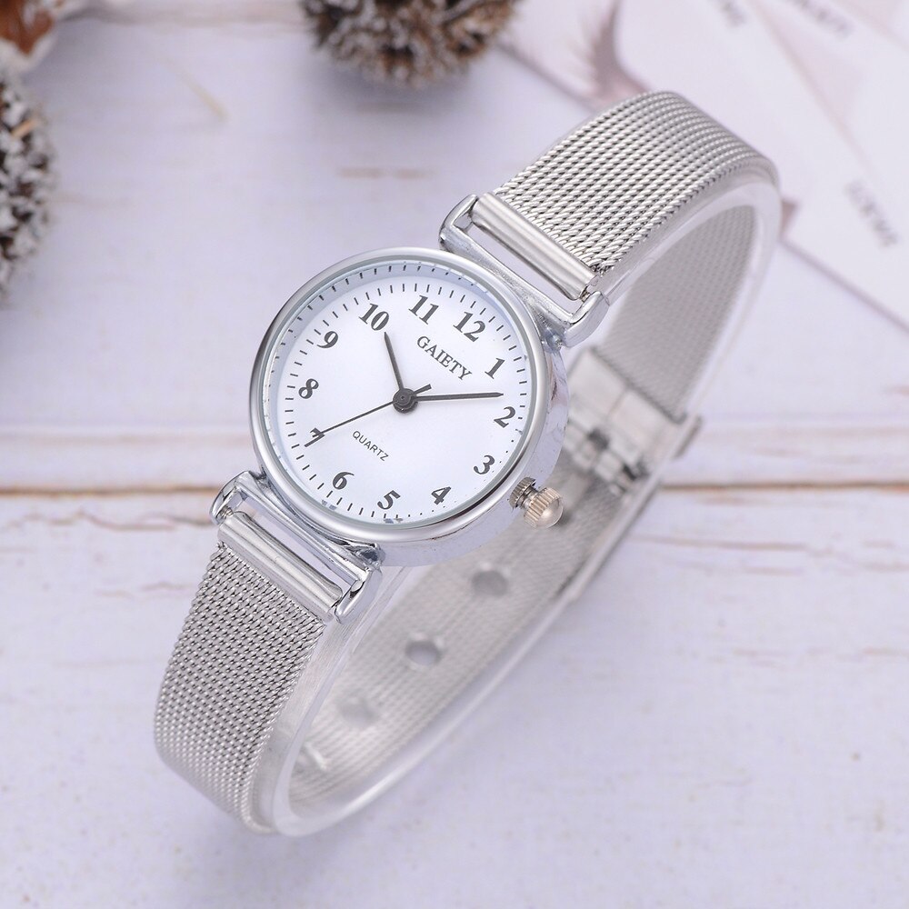 Ashion kvinder ure ultra tynde rustfrit stål små dame armbåndsure vintage udendørs sports armbåndsur armbåndsure: Hvid
