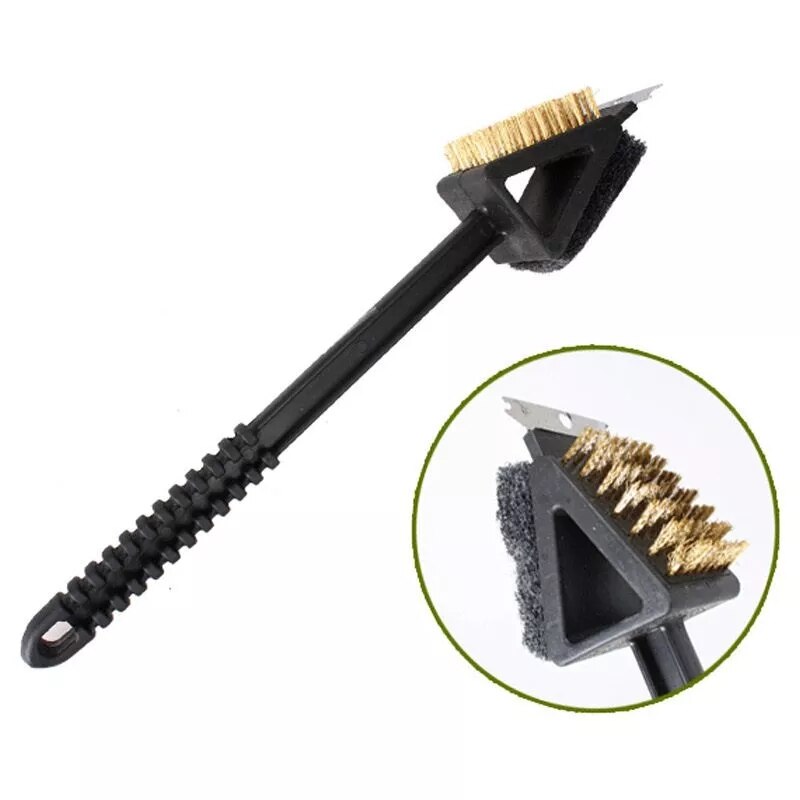 BBQ Grill Barbecue Kit Cleaning Brush Sponge Shovel Corner 3 in 1 Copper Bristles Cleaning Brushes Kitchen Accessories Tools