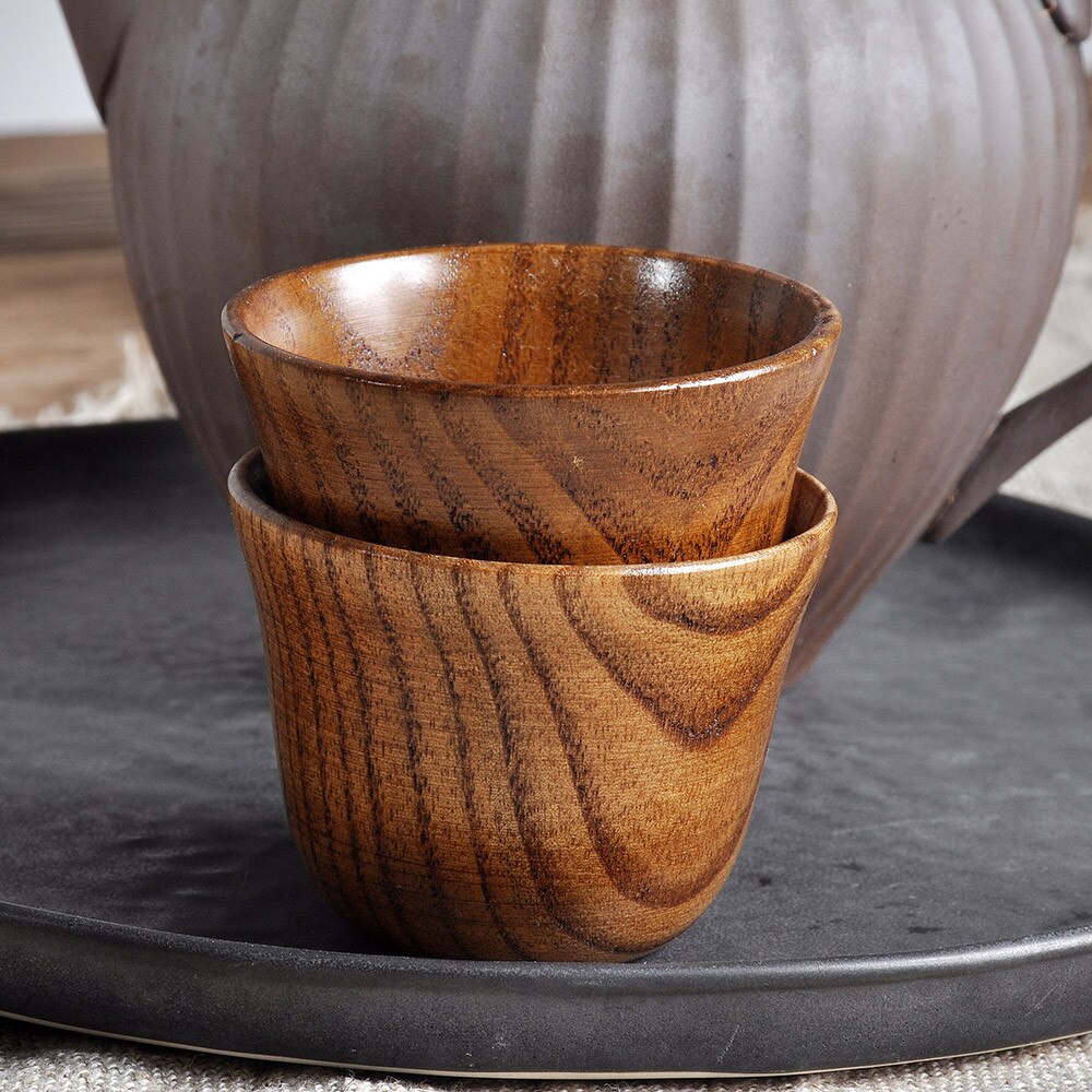 Wooden Cup Log Color Handmade Natural Wooden Coffee Tea Beer Juice Milk Mug Cup Water Cup tumbler Kitchen Accessories FDH