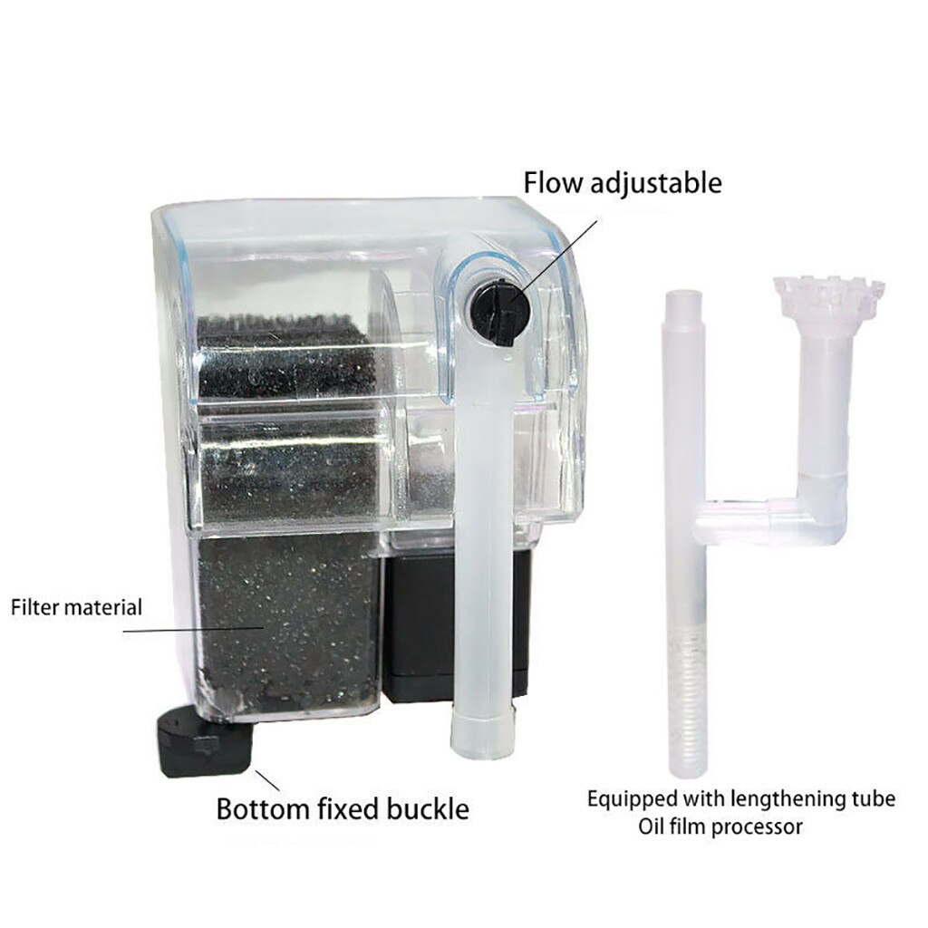 Mini Aquarium Aquarium Waterval Hangen Op Externe Zuurstof Pomp Water Filter High-Performance Biochemische Katoen Filter 3W