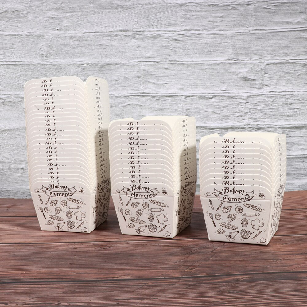 100pcs Paper Cupcake Cups Square Disposable Cake Cup Heat-resistant Dessert Bowls Mini Cake Box Party Supplies (Blue Dot)