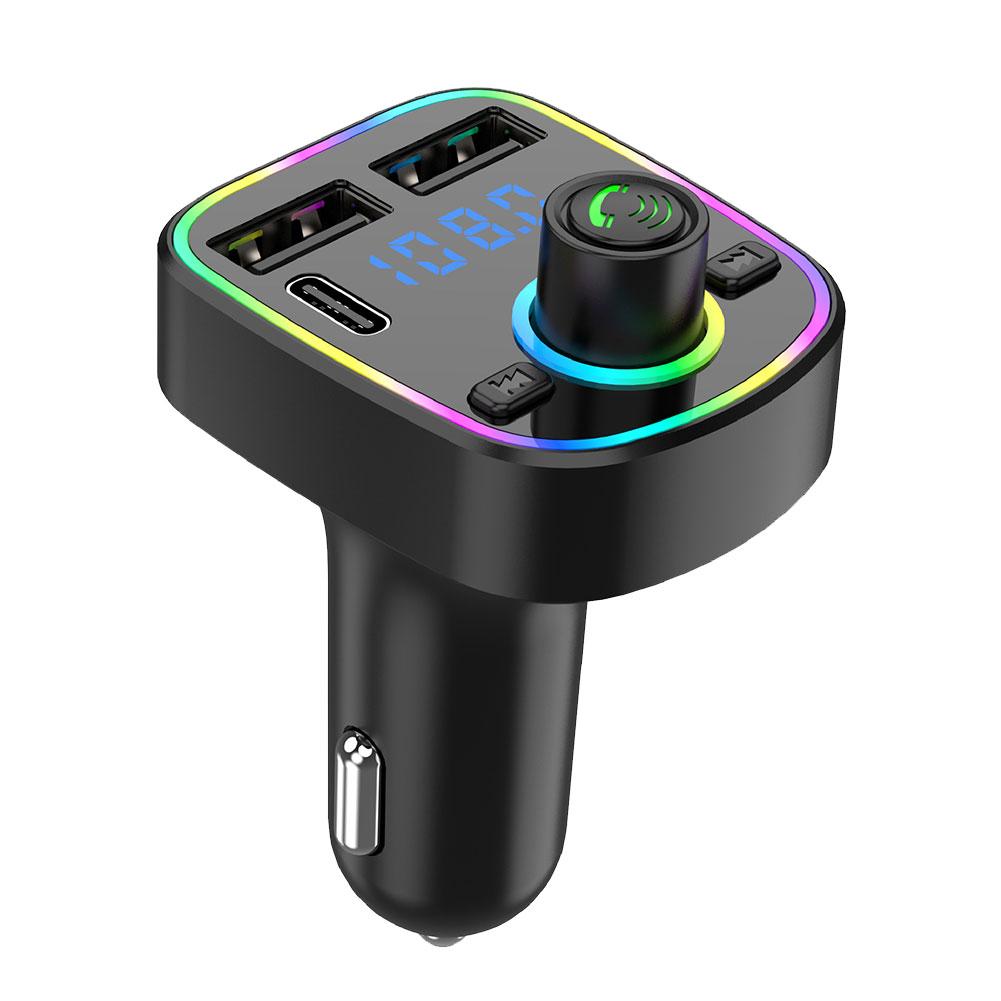 Auto Bluetooth Fm-zender PD Type-C Dual USB 3.1A Licht Snelle Ambient Charger Handsfree MP3 Kleurrijke Modulator Speler T2J0: Default Title