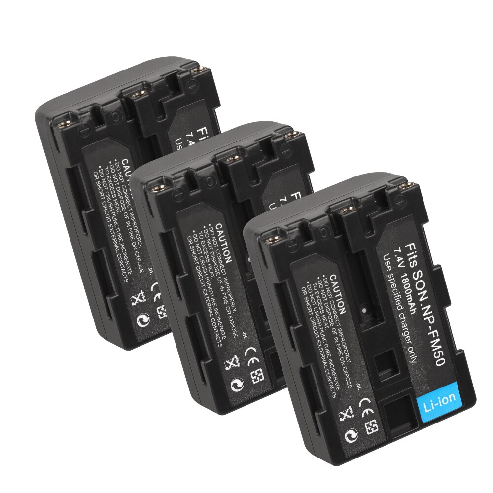 NP FM50 FM55H 1800mAh Batteries for Sony NP-FM50 NP-FM51 NP-FM30 NP-FM55H DCR-PC101 A100 Series DSLR-A100 Camera Battery: 3Battery