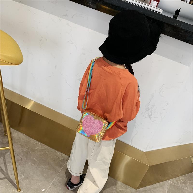 Regenboog Liefde Meisjes Mini Portemonnee Mooie Kinderen Kleine Vierkante Schoudertassen Pu Leer Baby Jongens Kids Crossbody tas