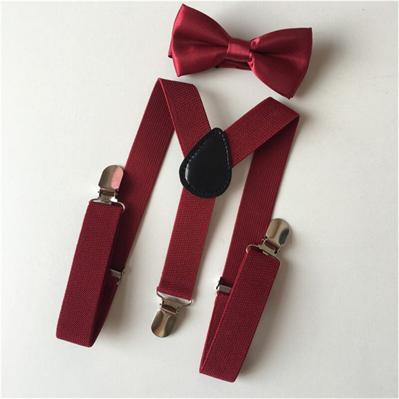 Tirantes elásticos para niños, conjunto de pajarita a juego, traje de esmoquin Unisex, traje de boda con pajarita, cinturón ajustable con espalda en Y
