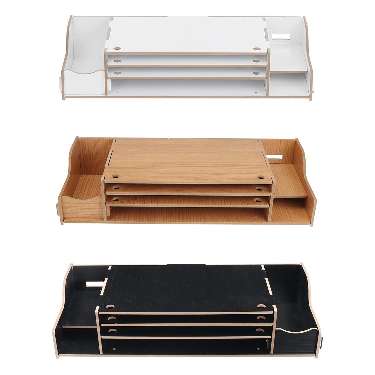 DIY 3 Layers Monitor Stand Riser Wood Computer Support Universal Desktop Holder Bracket Organizer for PC Laptop Home Office