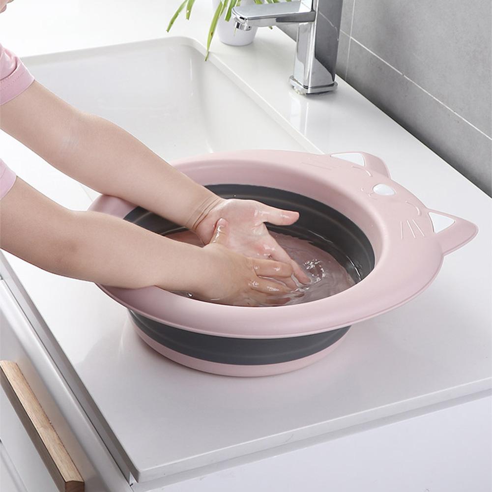 Cartoon Cat Portable Baby Face Basin Kids Plastic Thicken Washbasin