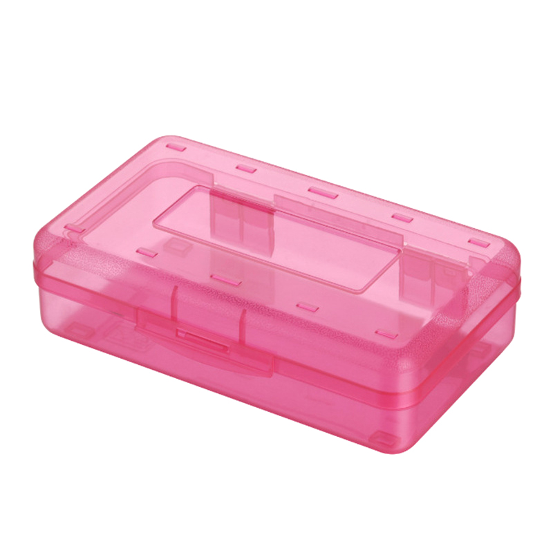 1pcs Transparent Pencil Box Hard Plastic Pencil Case Crayon Pen Box Sketch Pencil Case Stacking Office Supplies Organizer Box: PURPLE