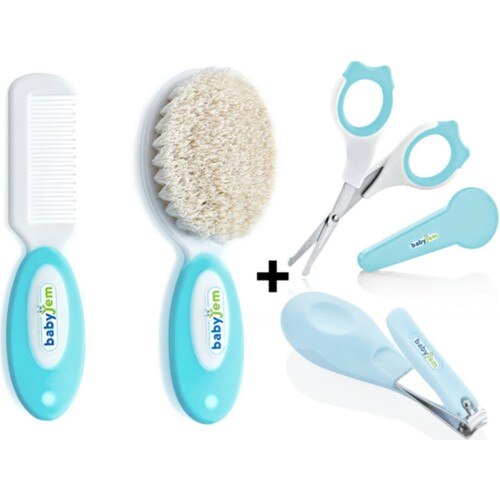 Baby Jem 3&#39;lü Baby Care Set Borstel Kam + Studs Schaar + Schaar Met Schede