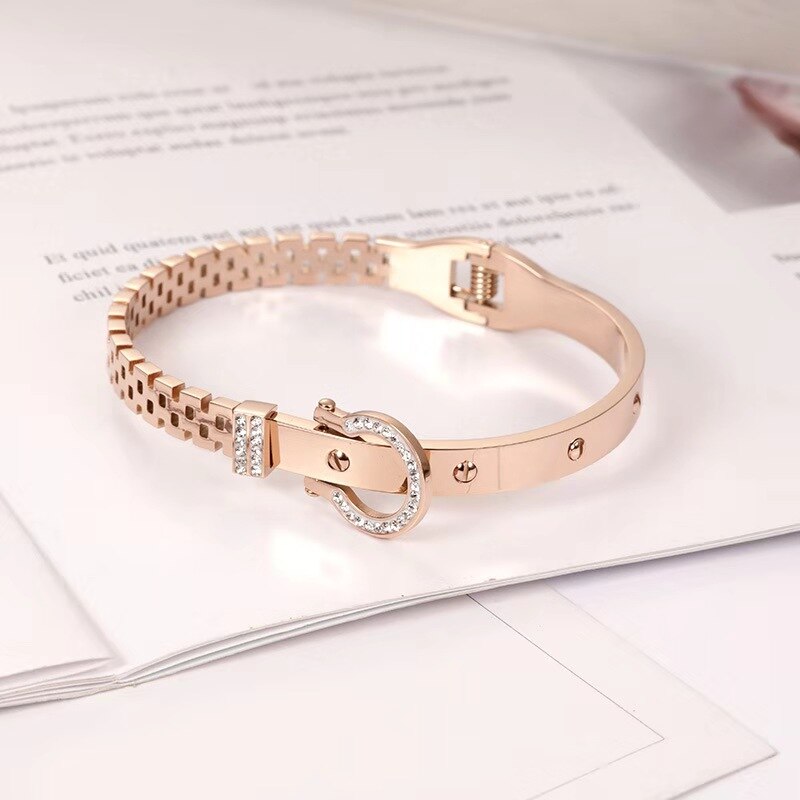 OUFEI bracciale in acciaio inossidabile per donna bracciale in oro rosa bracciale 2020 accessori moda gioielli cinturino semplicità