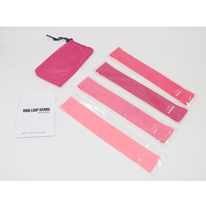 4 In 1 Roze Yoga Riemen Elastische Yoga Weerstand Band Yogic Riem Set