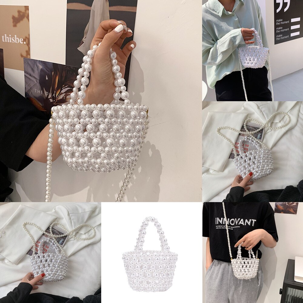 Popular Vintage Charm Pearl Bag Women's Net in Summer Shoulder Bag Women's Makeup Bags