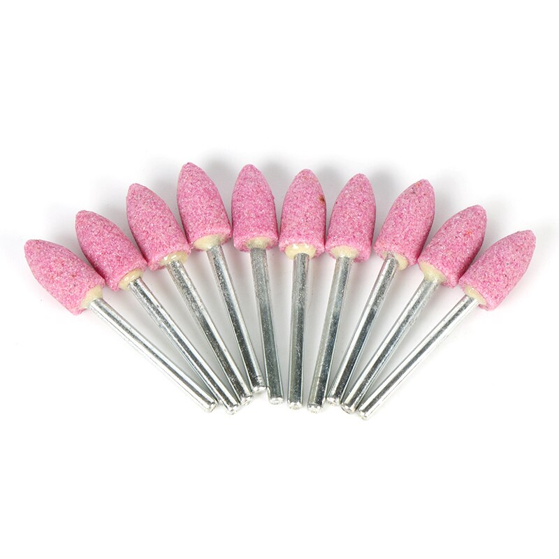 10 stuks schuurstenen voor dremel accessoires slijpsteenkop voor dremel roterende gereedschappen kogelvormig roze