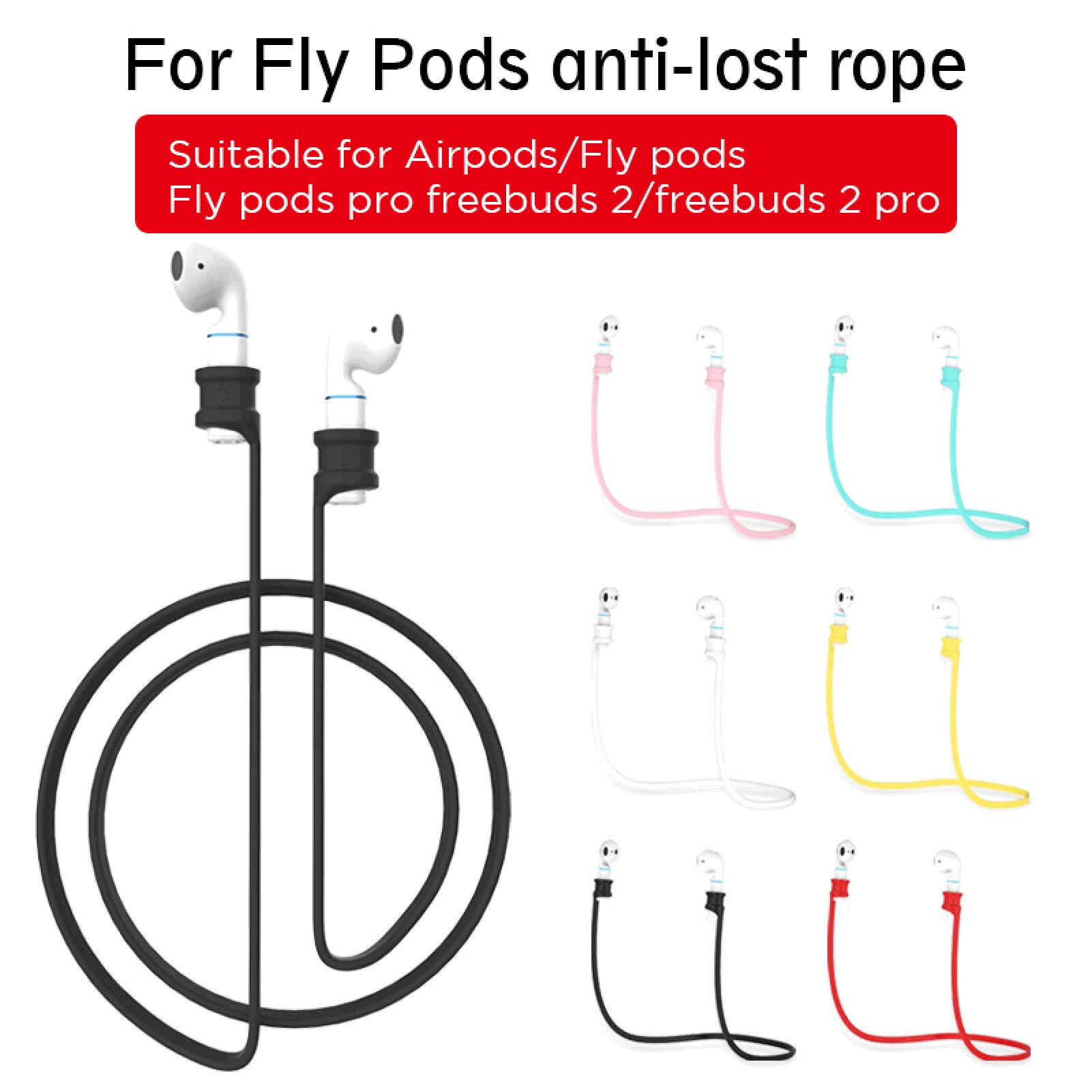 Trådlösa bluetooth hörlurar gummi hörlurssladd bärbar utmärkt grepp förhindrar hörlurar från att falla under löpning
