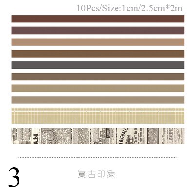 10Pcs/Set Decorative Adhesive Tape Kawaii Masking Tape Cute Grid Washi Tape Set For Kids DIY Scrapbooking Diary Photos Albums