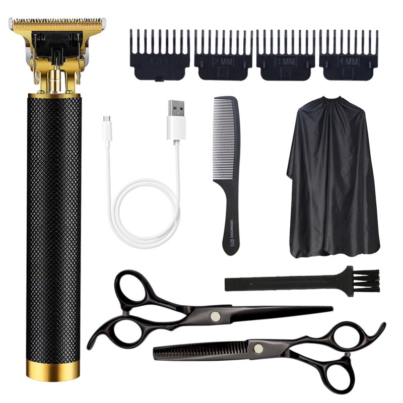 All In One Hair Trimmer For Men Hair Clipper Set Kit Electric Usb Rechargeable 0mm Zero Cordless Haircut T9 Barber: Beige
