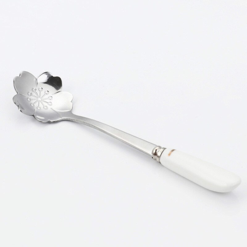Cuillère à café cuillère à thé, fleurs en acier inoxydable, petite cuillère à thé à café, sucre fantaisie, cuillère à thé pour Dessert 1 pièce: 4