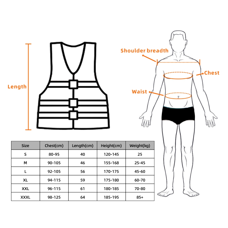 Redningsveste til voksne, sikkerhedsveste til vandsport, surflivredder, kajaksejlads og vandsport , 120 kg