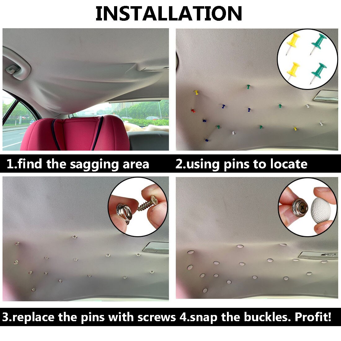 60 Pcs Car Headliner Repair Button, Auto Roof Snap Rivets Retainer Pin For Sagging Roof Ceiling Fix Car Interior Decorations