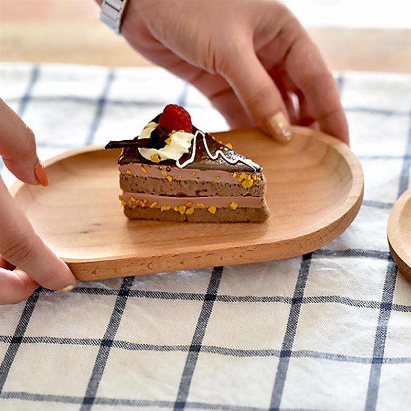 2Pcs Beech Wood Oval Tray Mini Dinne Plate Household Tableware For Home Shop Mini Solid Wood Dinner Plate kitchen Supplies
