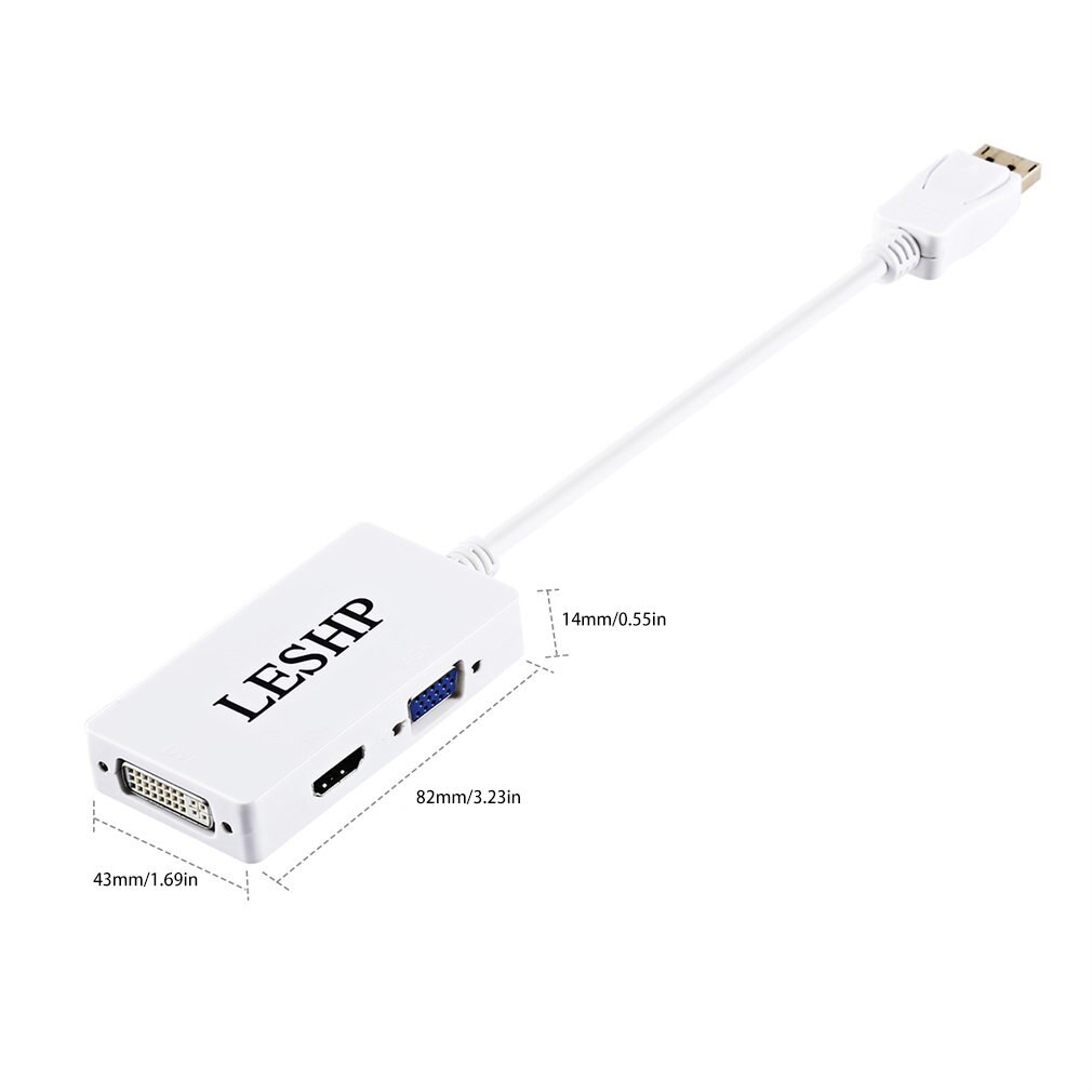 3 In 1 Thunderbolt Mini Display Port MINI DP Male To HDMI DVI VGA Female Adapter Converter Cable For Apple MacBook Air Pro MDP