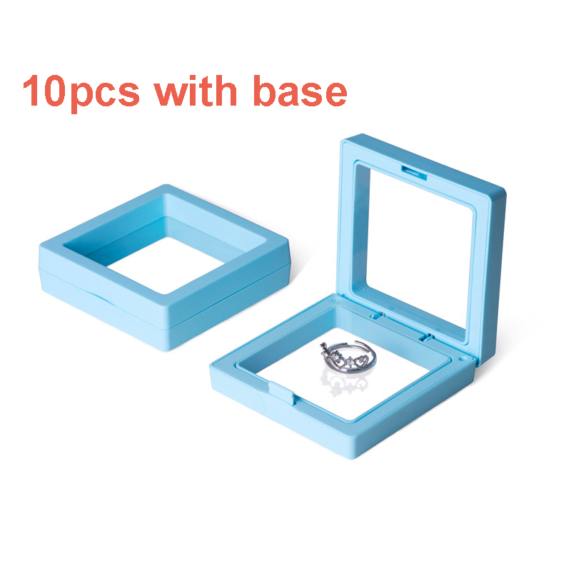 10pcs Display Box 3D Floating Frame Jewelry Display Stand Shadow Box Ring Pendant Holder Jewellery Stone Presentation Case: Chocolate
