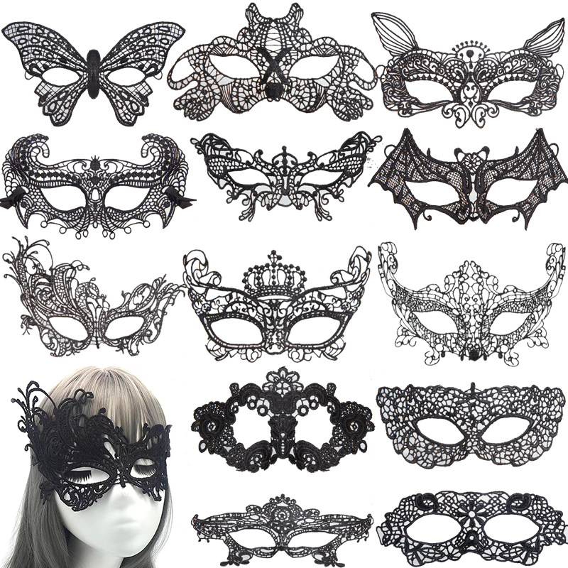 Women Gothic Lace Mask Cosplay Halloween Party Carnival Sexy Lady Costumes Half Face Animal Role Playing Masques For Girls