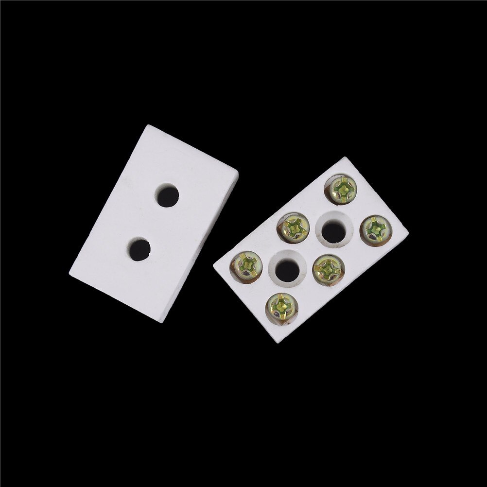 2 Pcs Ceramic Terminal 15A 3 Way Block 6 Hole Ceramic Porcelain Terminal Connector Blocks