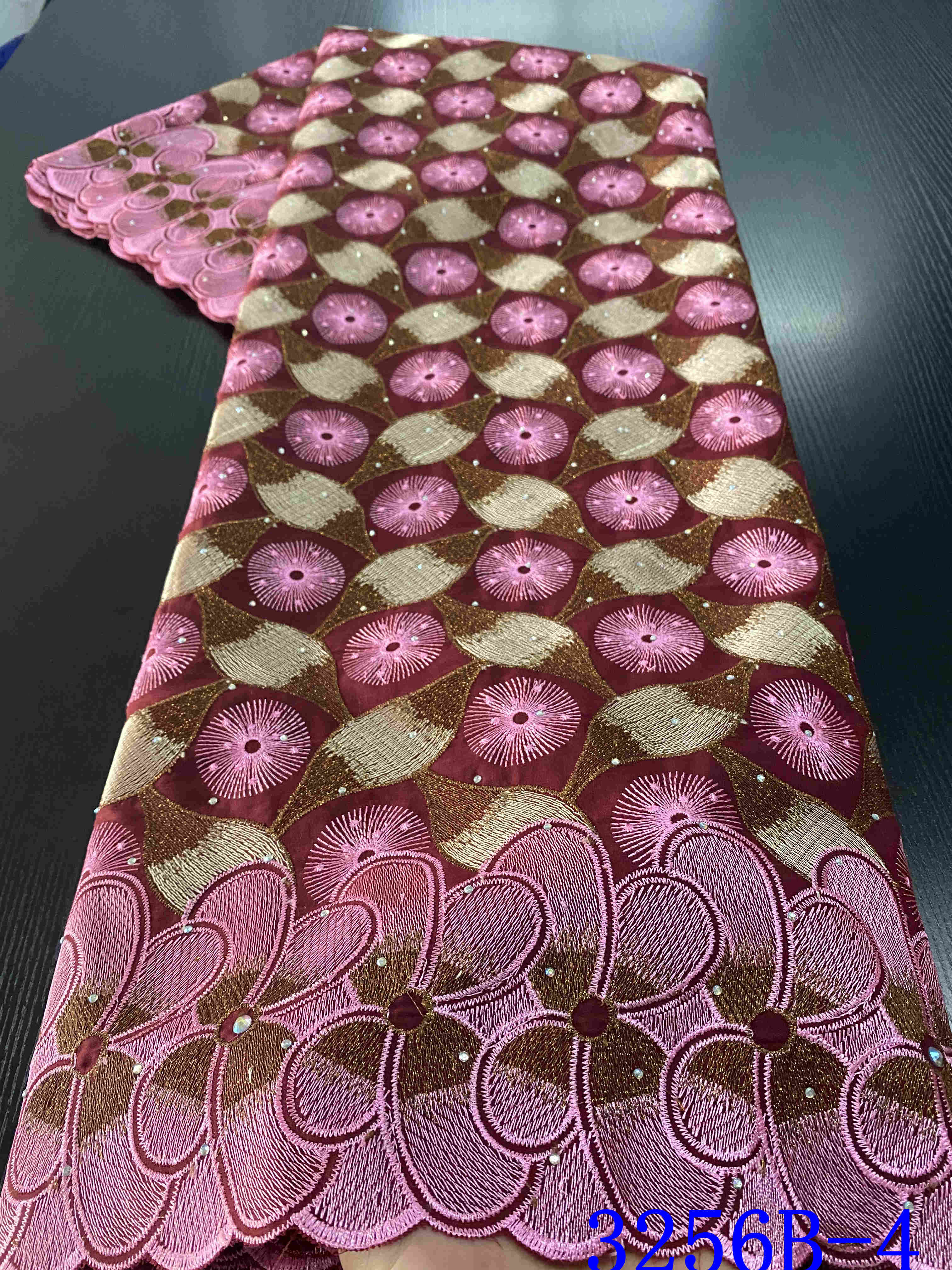 african voile lace fabric lace nigerian dry cotton lace fabrics for wedding women dress with stones YA3256B-8: Picture 4