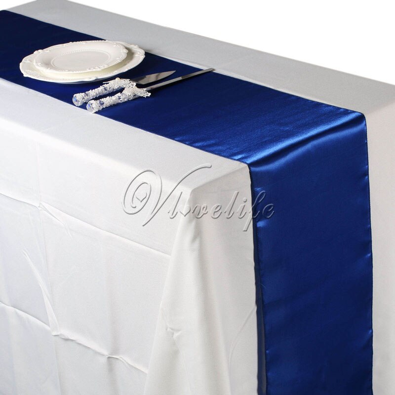 10PCS Royal Blue Satin Table Runners 12" x 108'' Wedding Party Banquet Decorations 30cm x 275cm