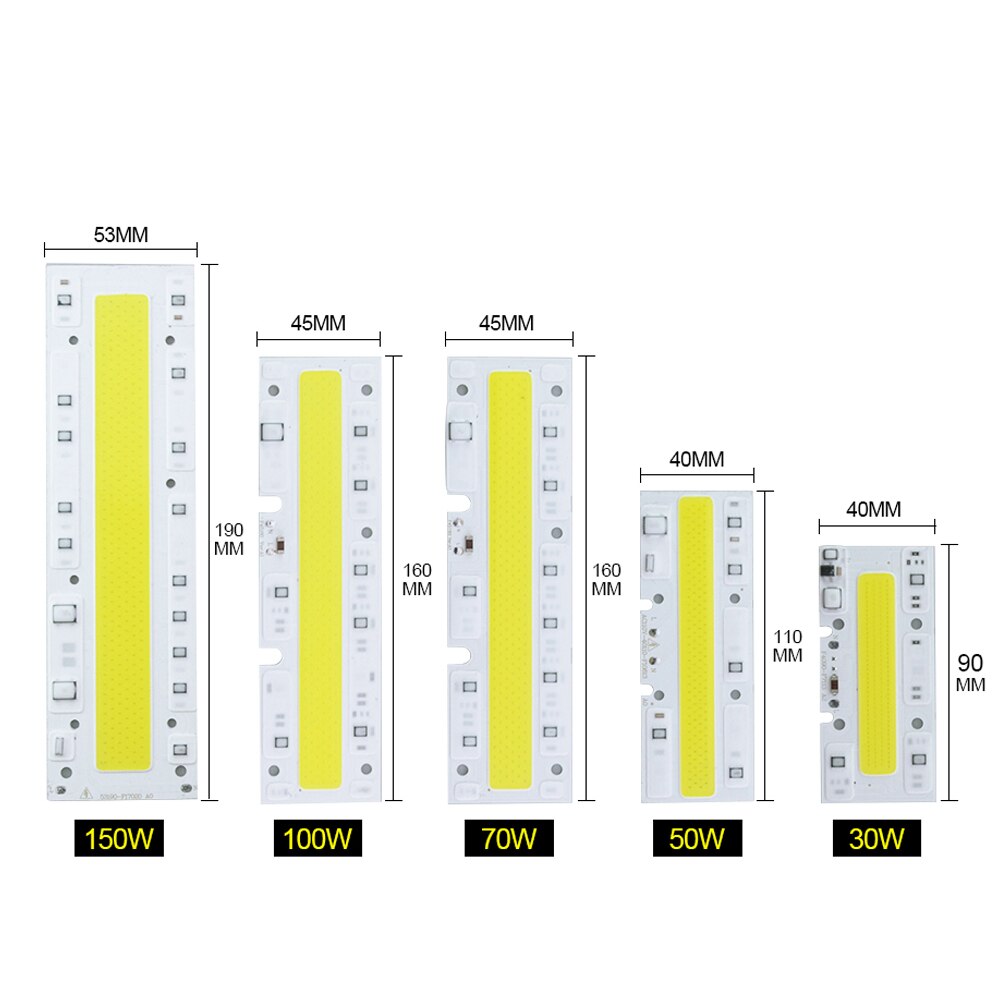 Led lys matrix 30w 50w 70w 100w 150w 110v 220v høj effekt smart ic cob led chip lampe diode array udendørs projektør spotlight