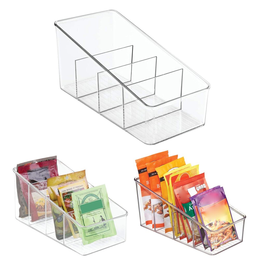 Large Plastic Food Packet Organizer Caddy Storage Station for Kitchen Pantry Cabinet Countertop Holds Spice Pouches HY99
